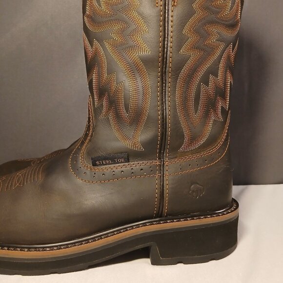 Wolverine Mens Rancher Work Boots 7.5M Brown Leather Mid Calf Steel Toe Western - Picture 13 of 16